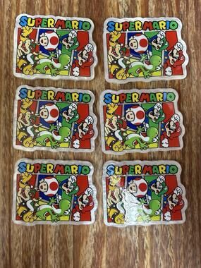 6 Pc Super Mario Acrylic Flatbacks